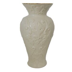 Lenox China Georgian Collection Vintage Embossed Pattern Vase 14K Gold Trim 7.5"